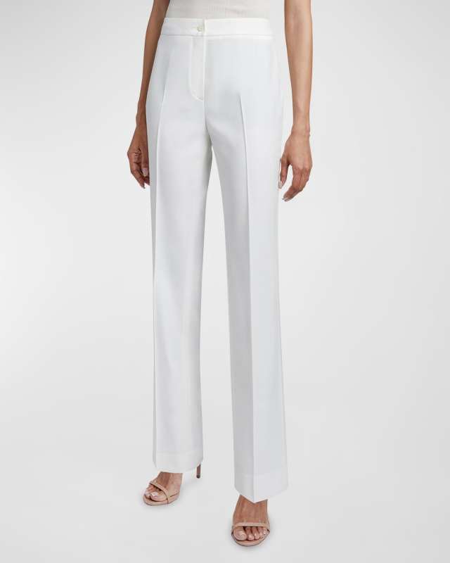 Serena High-Rise Straight-Leg Twill Pants