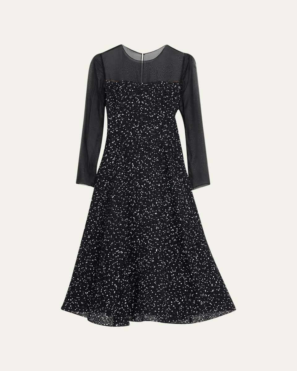 Illusion Eyelash Fil Coupe Midi Dress