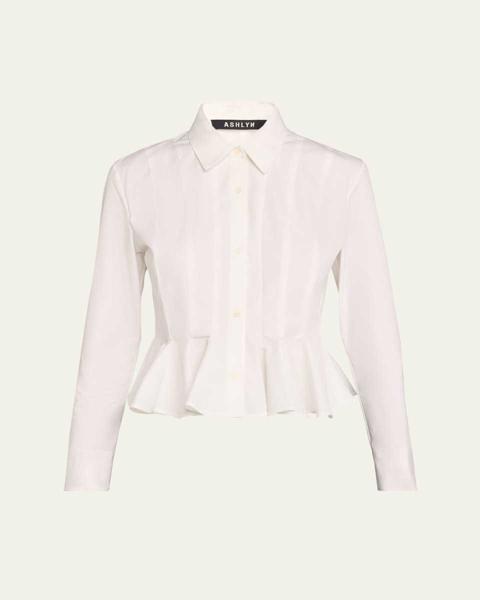 Lulu Long Sleeve Poplin Peplum Blouse