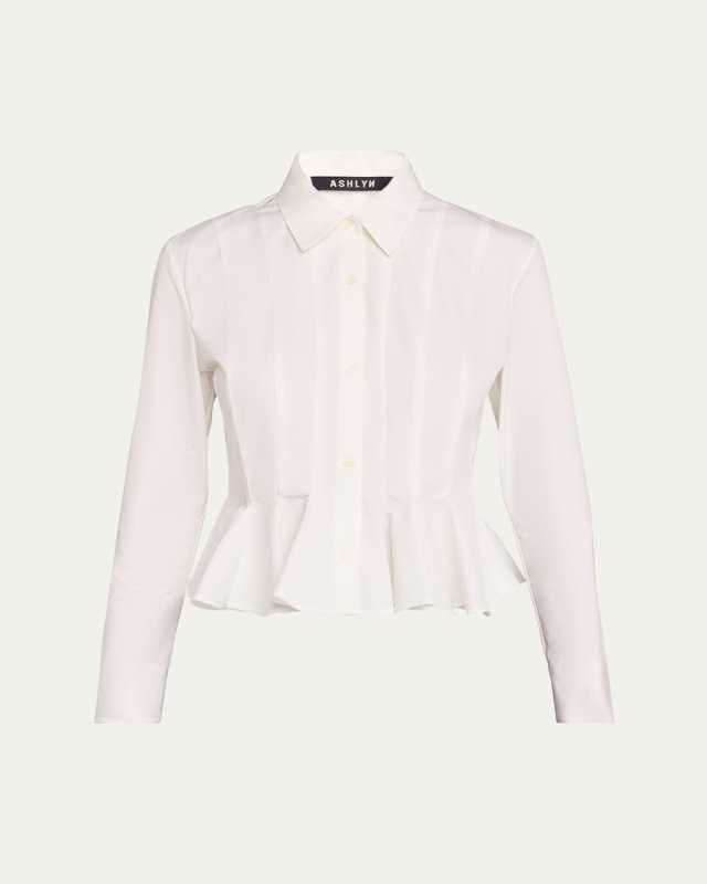 Lulu Long Sleeve Poplin Peplum Blouse