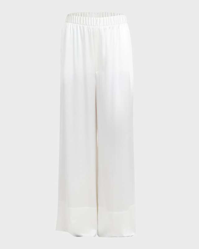Kay Mid-Rise Wide-Leg Silk Pull-On Pants