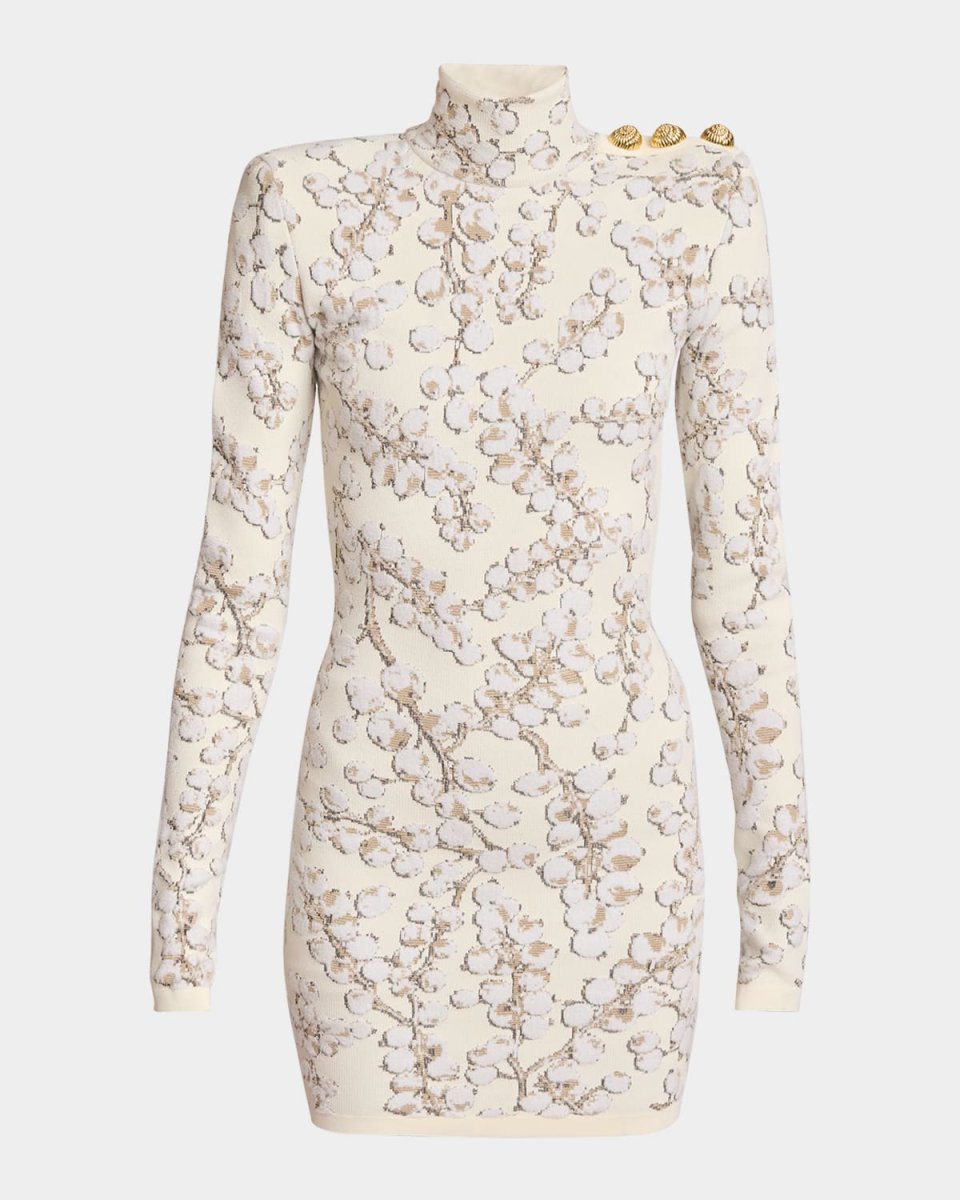 Long-Sleeve Velvet Groseille Knit Mini Dress