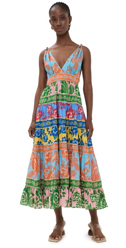 FARM Rio Lace Garden Mix Midi Dress Lace Garden Mix