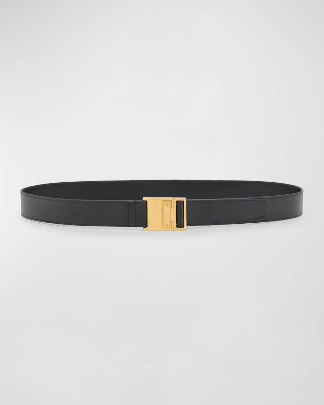 Smooth Leather Belt With Magnetic Buckle