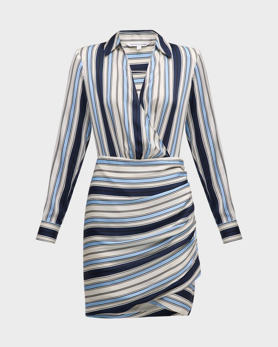 Arceli Stretch-Silk Long-Sleeve Mini Dress