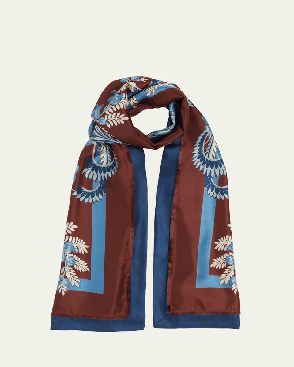Floral-Print Silk Scarf