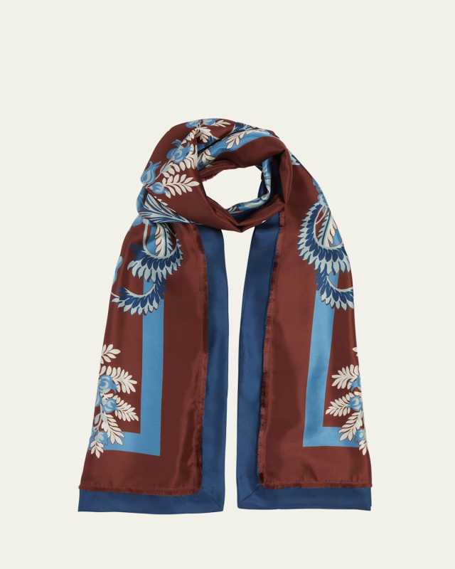 Floral-Print Silk Scarf