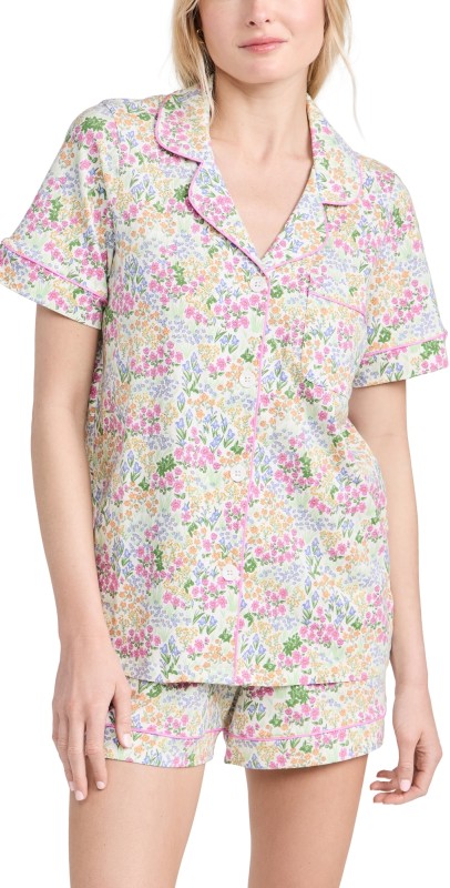 BedHead PJs Short Sleeve Knit Shorty Pajama Set Cottage Garden