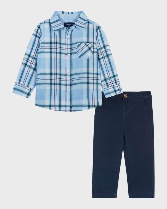 Boy's Button Down Shirt W/ Bow Tie And Trousers Set, Size Newbor