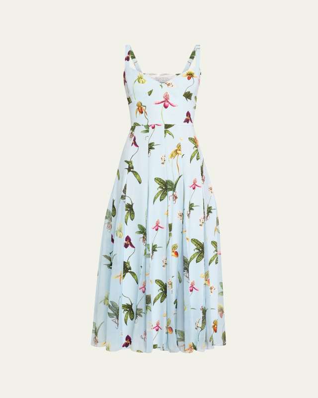 Orchids Cady Belted Midi Dress