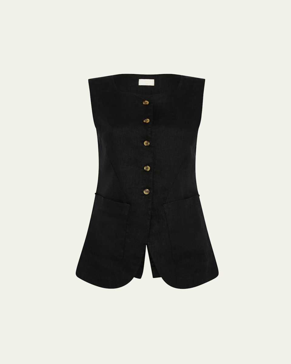 Emma Cutaway Linen Vest