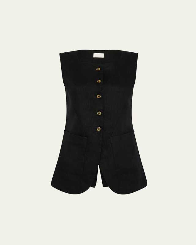 Emma Cutaway Linen Vest