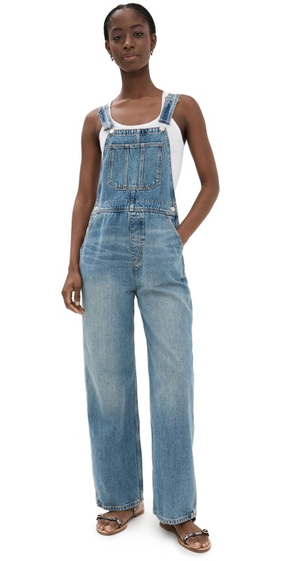 Reformation River Relaxed Denim Overalls Galway