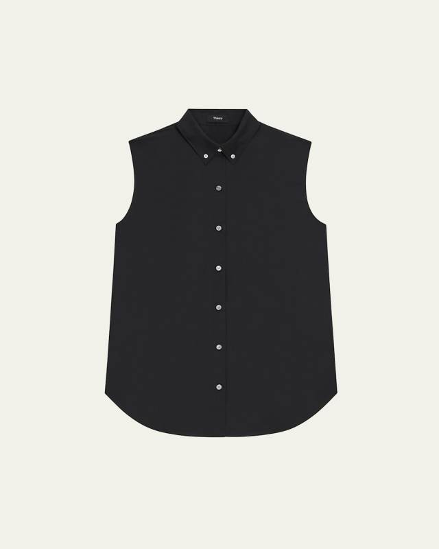 Oversized Sleeveless Button-Front Shirt