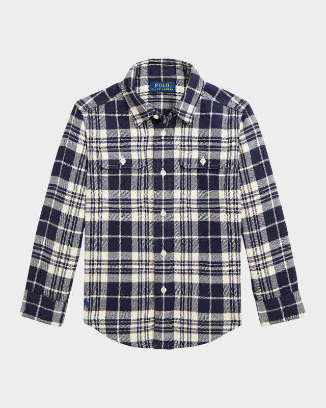 Boy's Brushed Flannel-Print Sport Shirt, Size S-X