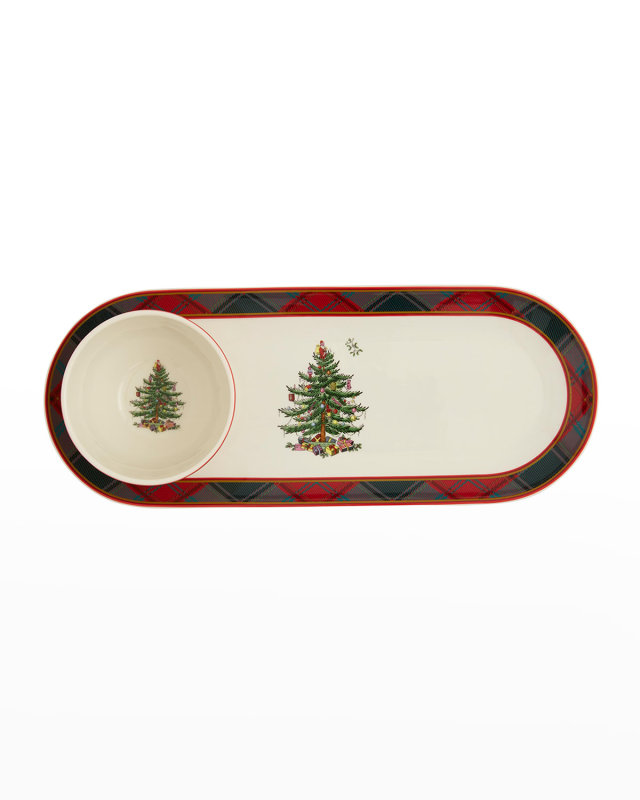 Christmas Tree Tartan 2-Piece Chip and Dip