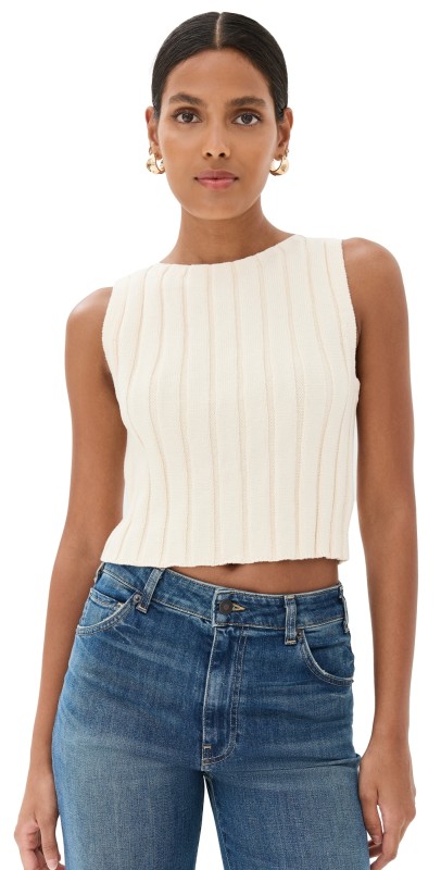 Reformation Callie Cotton Ribbed Sweater Tank Gossamer