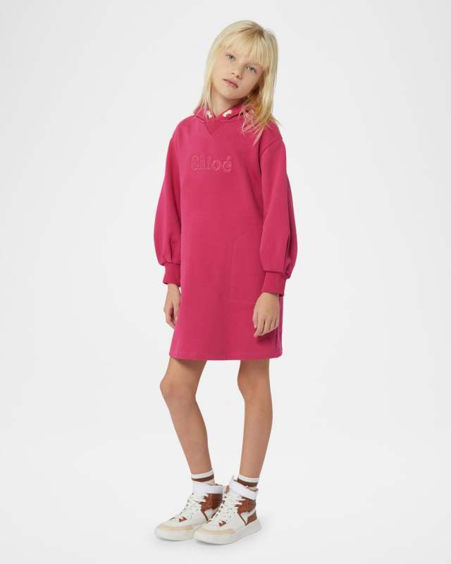 Girl's Embroidered Logo-Print Hoodie Dress, Size 4-