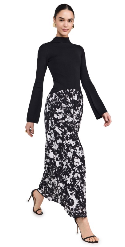 Solid & Striped The Soglio Dress Black & White Floral