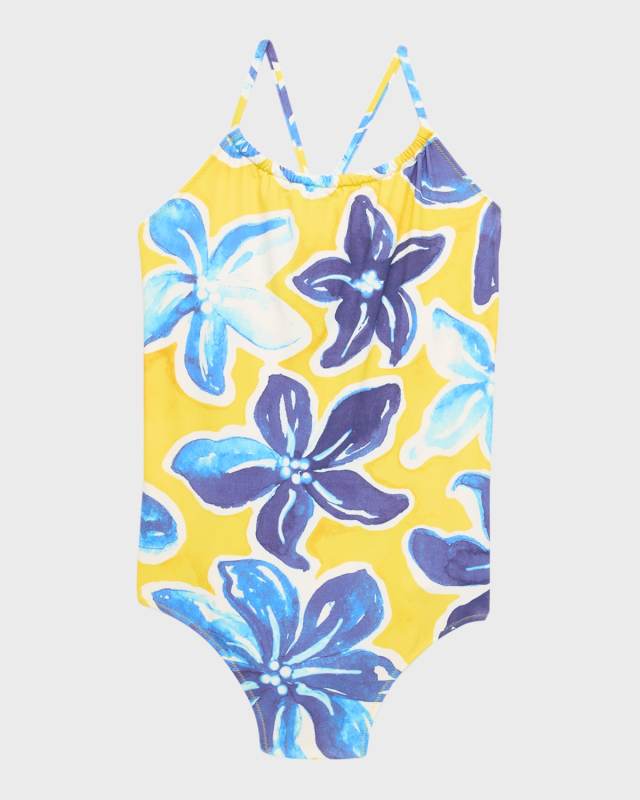 Girl's Macro Raiat-Print One-Piece Swimsuit, Size 2-12
