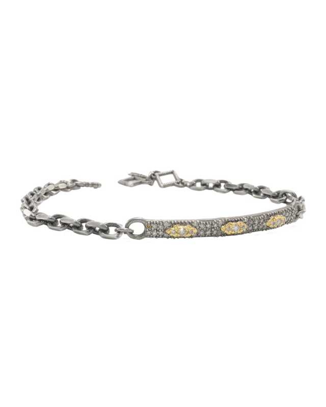 Old World ID Scroll Bracelet with Diamonds, Siz