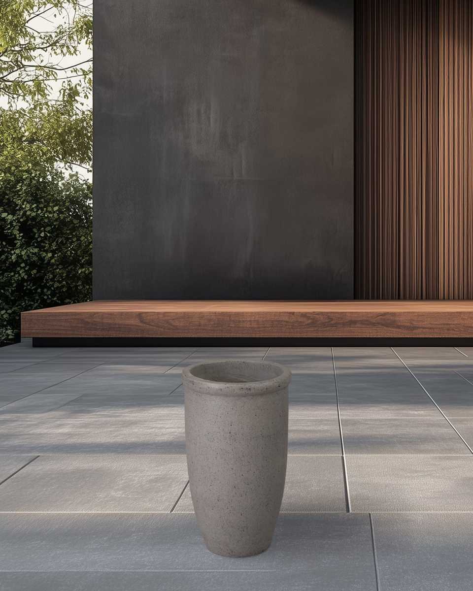 Round Lip Terrazzo Gray 18" Planter