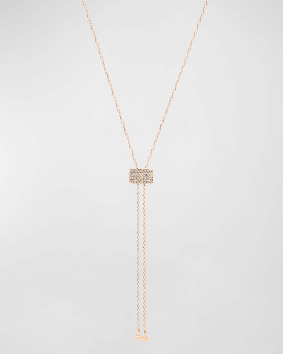 Pink Diamond Lariat Necklace in 14K Rose Gold