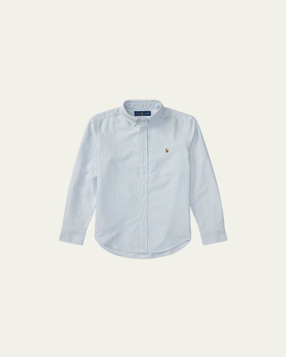 Boy's Cotton Oxford Stripe Sport Shirt, Size S-