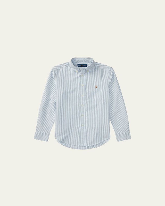 Boy's Cotton Oxford Stripe Sport Shirt, Size S-
