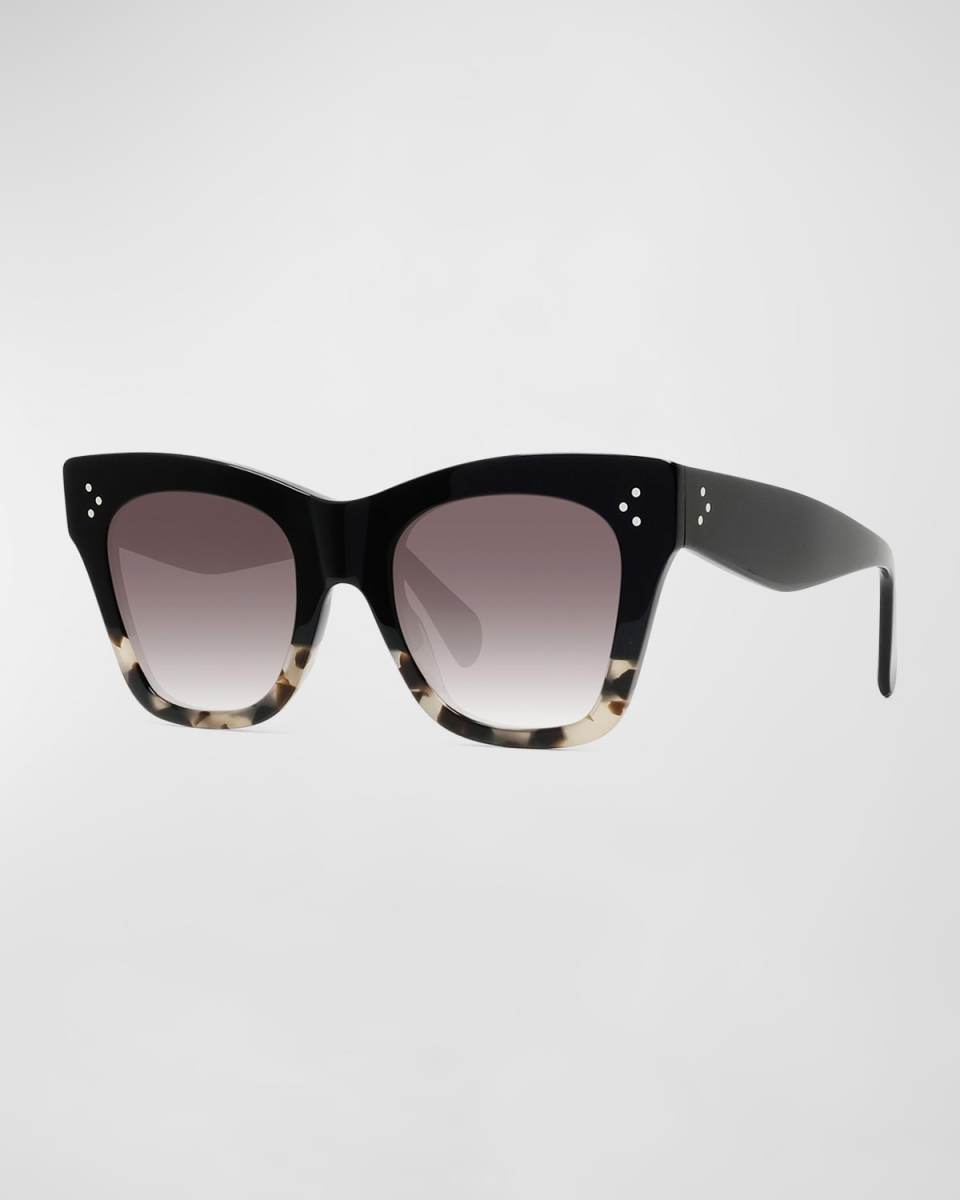 Two-Tone Gradient Cat-Eye Sunglasses, Black