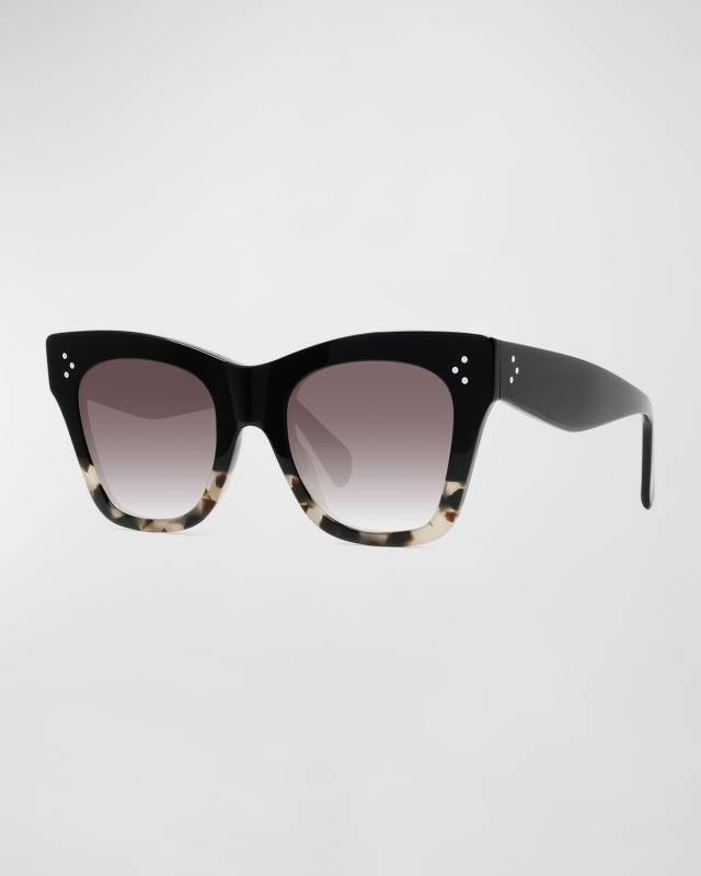 Two-Tone Gradient Cat-Eye Sunglasses, Black