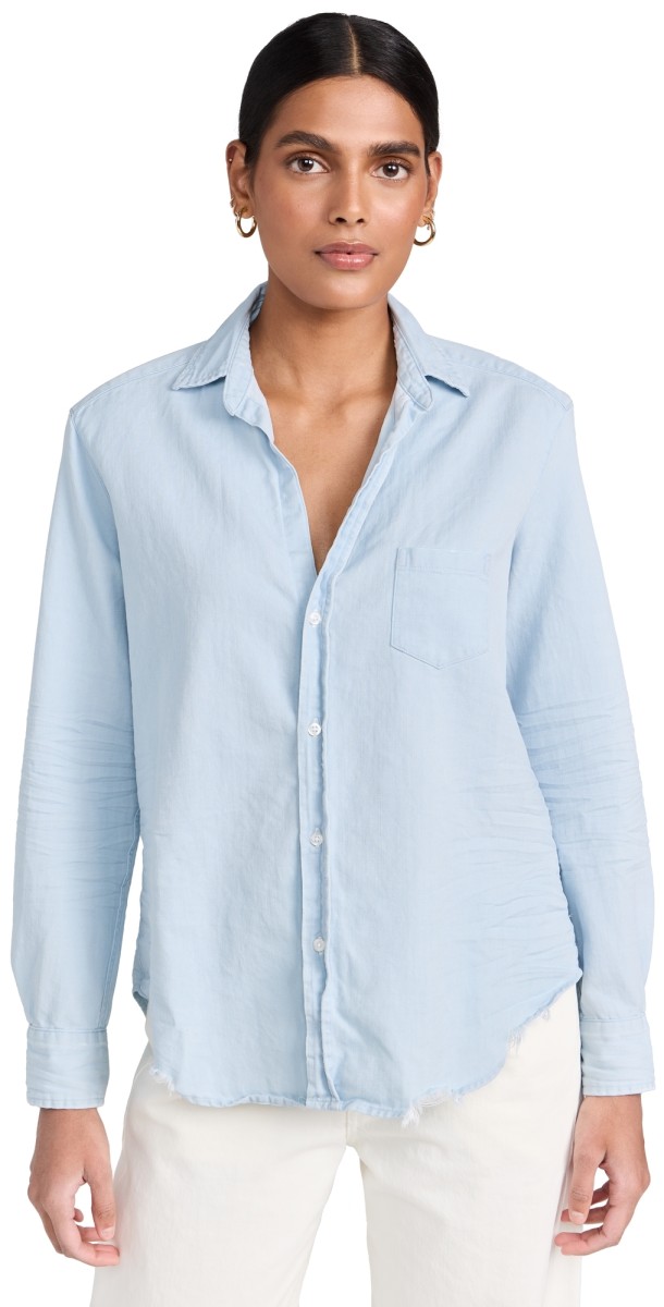 Frank & Eileen Relaxed Button Up Shirt Classic Blue w/ Tattered Wash