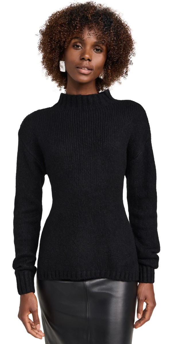 St. Agni Wool Cashmere Blend Tie Back Sweater Black