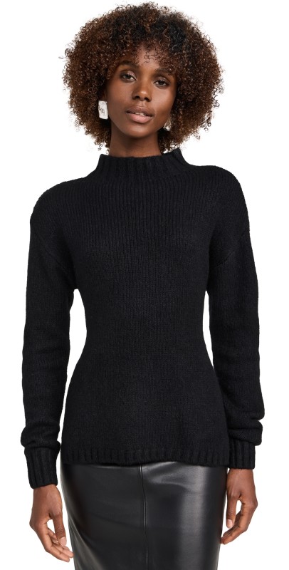 St. Agni Wool Cashmere Blend Tie Back Sweater Black