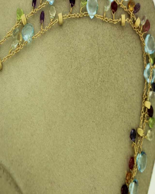 18K Yellow Gold Paradise Gemstone Necklace, Long