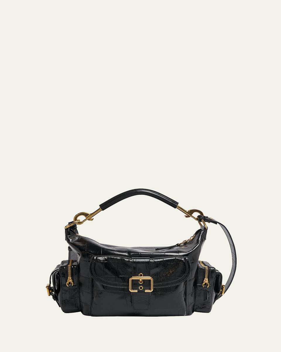 Camera Medium Shoulder Bag in Croc-Embossed Calfskin