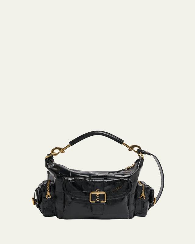 Camera Medium Shoulder Bag in Croc-Embossed Calfskin