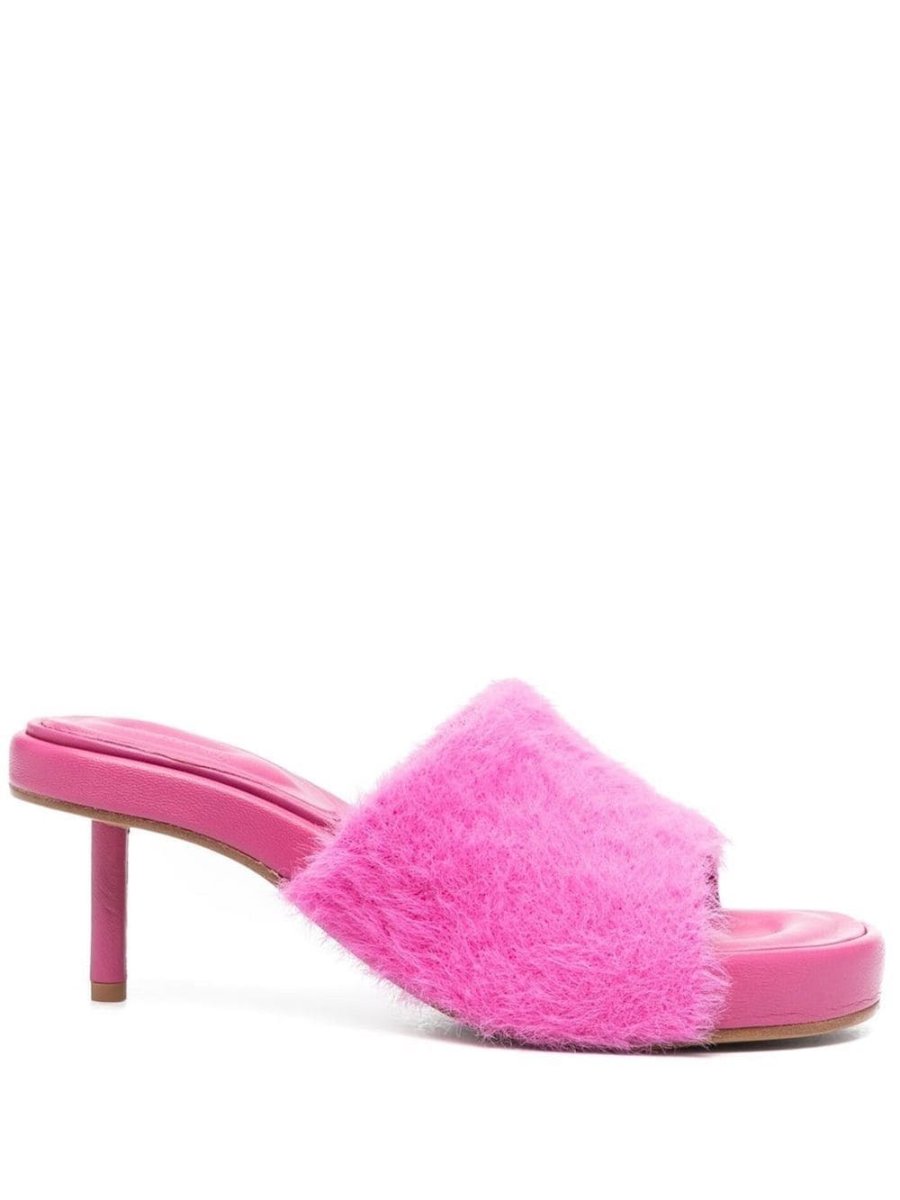textured-finish open-toe mules