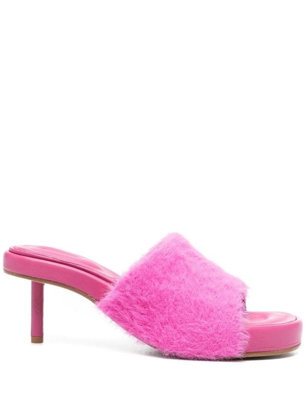 textured-finish open-toe mules