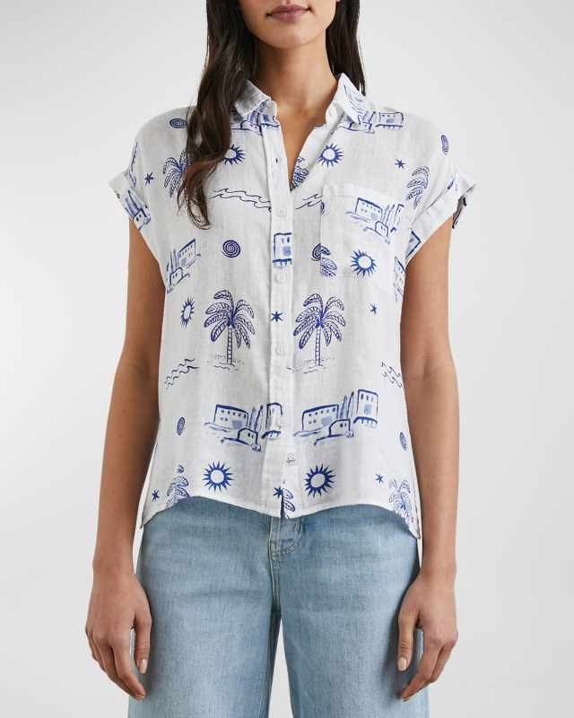 Mykonos Whitney Linen Button-Front Shirt