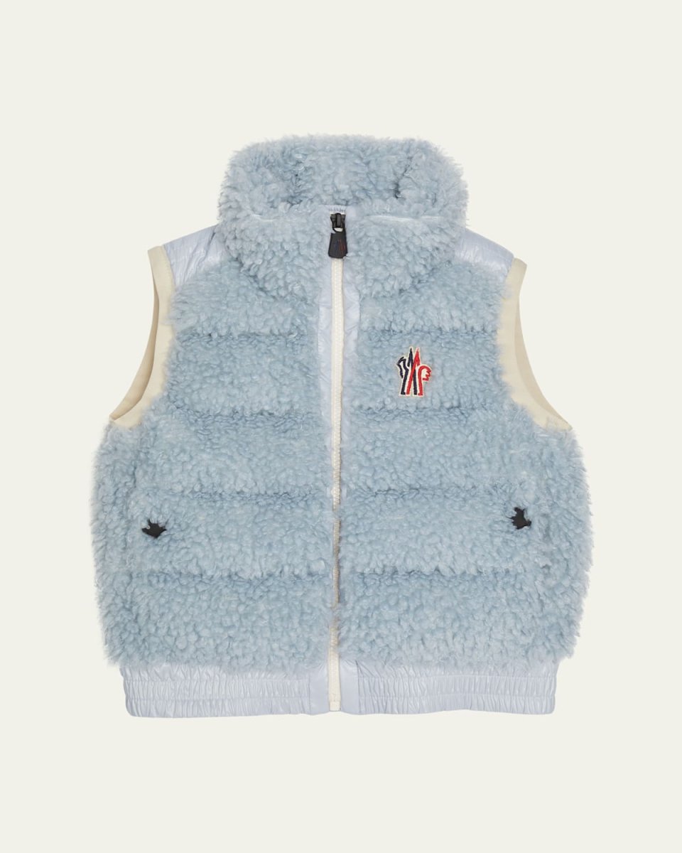 Girl's Quilted Faux Shearling Vest, Size 8-14