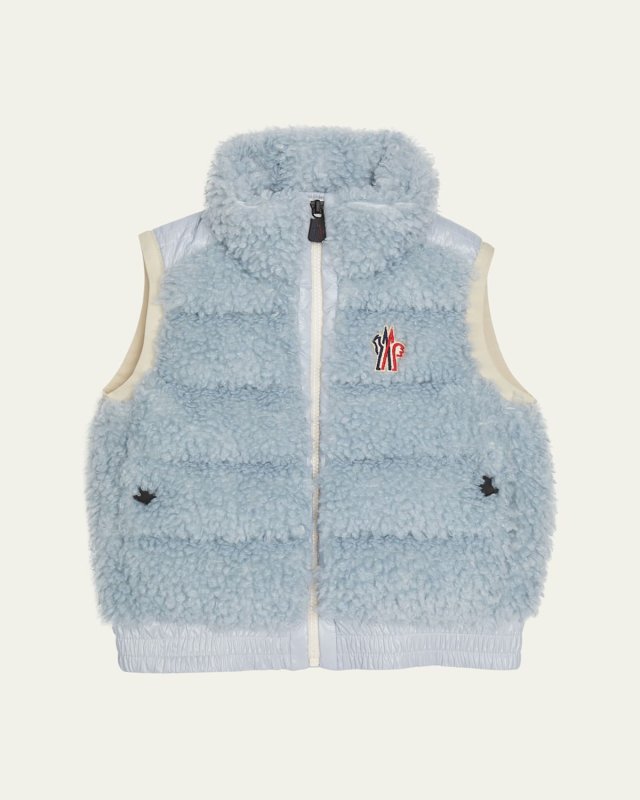 Girl's Quilted Faux Shearling Vest, Size 8-14