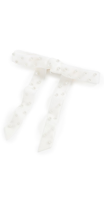 Lele Sadoughi Bardot Pearl Embellished Bow Barrette Ivory