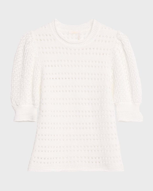 x High Summer Crochet Puff-Sleeve Top