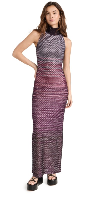 Missoni Long Multicolor Bordeaux Dress MUTICOLOR BORDEAUX