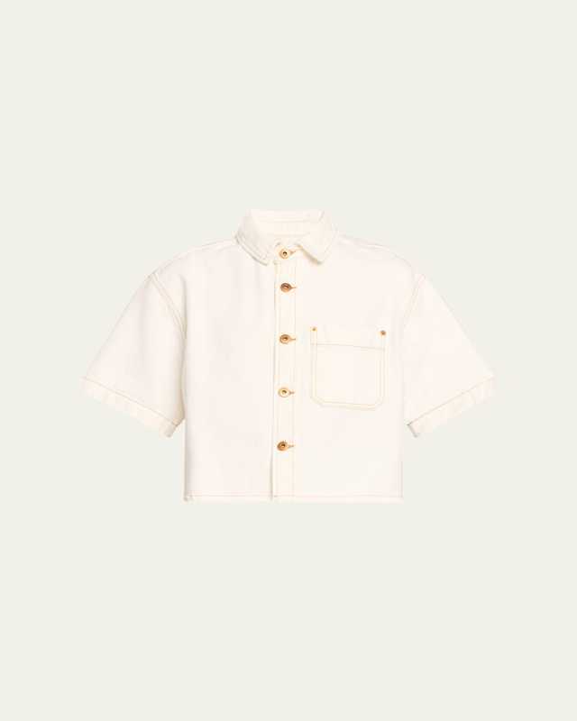 Cara Short-Sleeve Denim Cropped Shirt