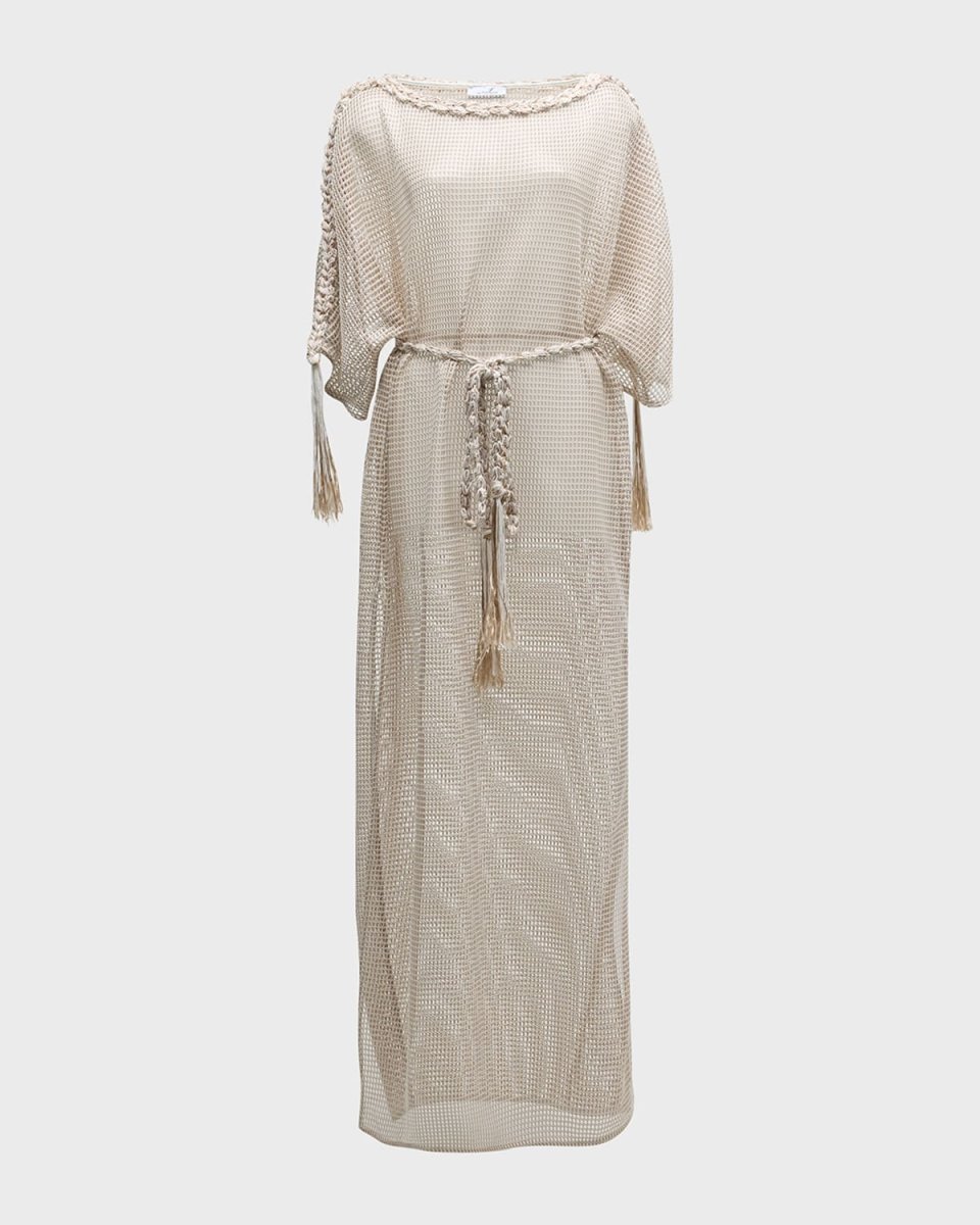Lace Look Maxi Belted Dress with Hand Crochet Details