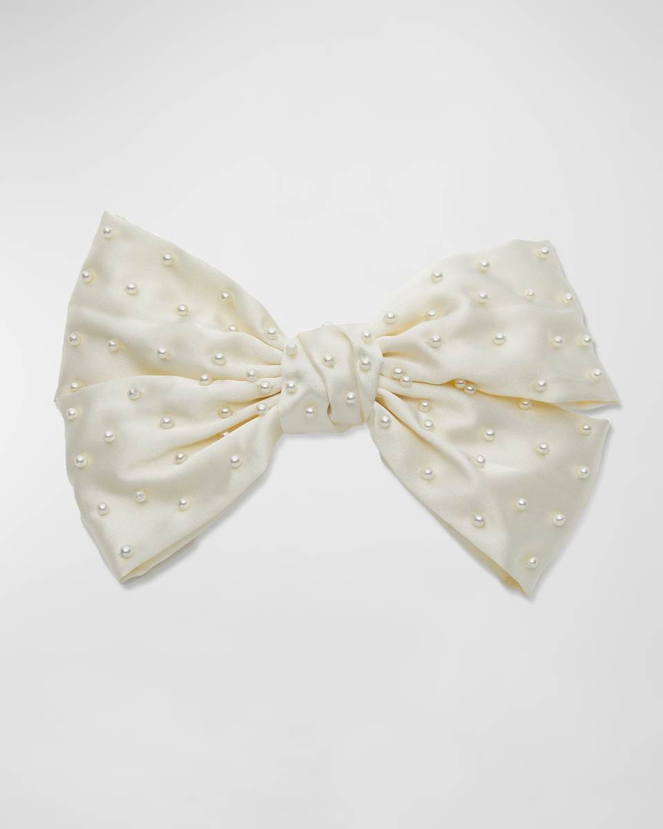x SJP Pearly Satin Bow Barrette