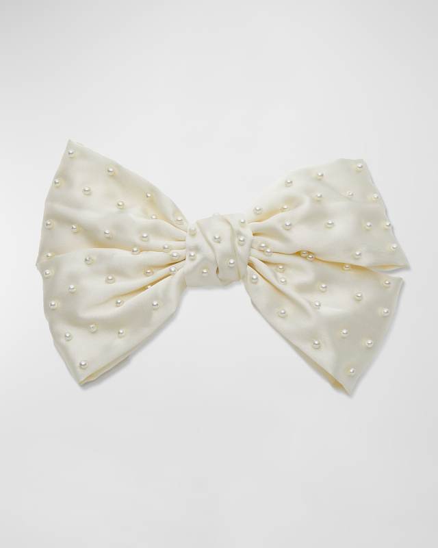 x SJP Pearly Satin Bow Barrette
