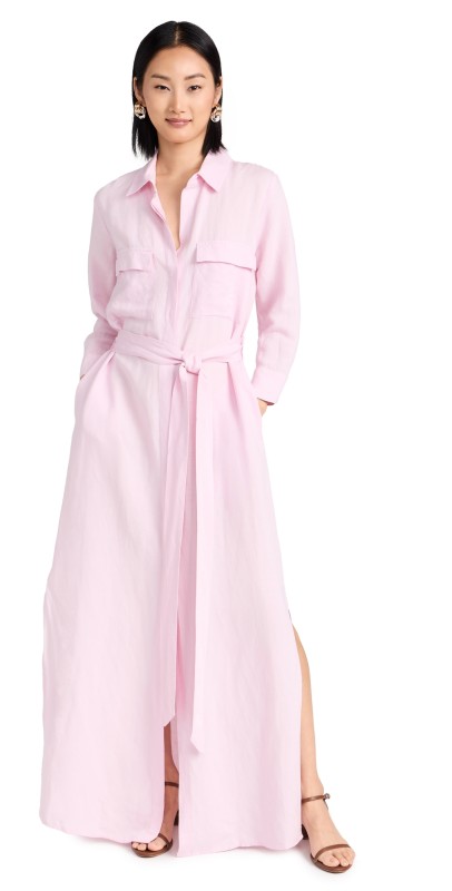 L'AGENCE Cameron Long Shirt Dress Lilac Snow